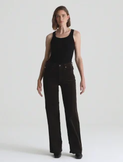 Velvet & Corduroy*AG Jeans - Kora Corduroy High-Rise Wide Leg RICH UMBER