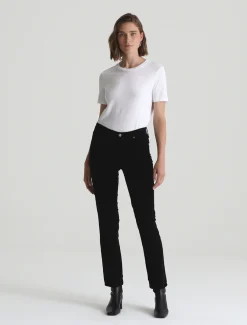 Velvet & Corduroy*AG Jeans - Mari Corduroy Mid-Rise Slim Straight SUPER BLACK