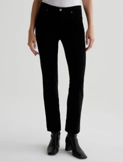 Velvet & Corduroy*AG Jeans - Mari Corduroy Mid-Rise Slim Straight SUPER BLACK
