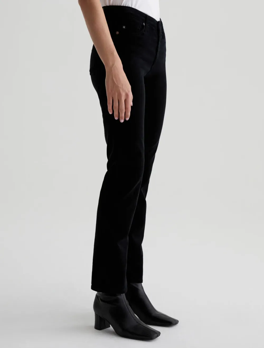 Velvet & Corduroy*AG Jeans - Mari Corduroy Mid-Rise Slim Straight SUPER BLACK