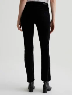 Velvet & Corduroy*AG Jeans - Mari Corduroy Mid-Rise Slim Straight SUPER BLACK