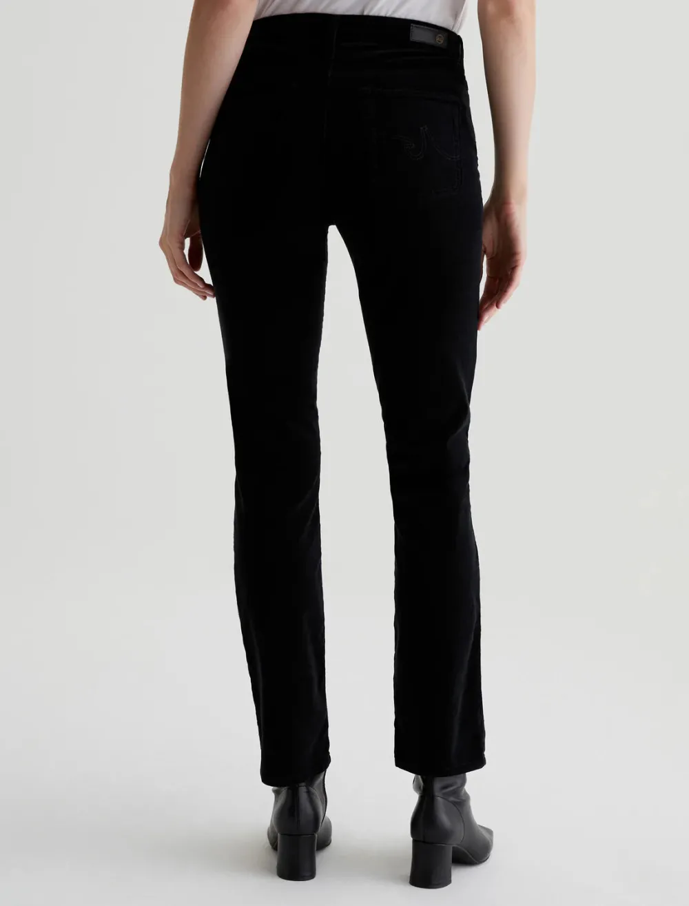 Velvet & Corduroy*AG Jeans - Mari Corduroy Mid-Rise Slim Straight SUPER BLACK