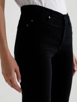 Velvet & Corduroy*AG Jeans - Mari Corduroy Mid-Rise Slim Straight SUPER BLACK