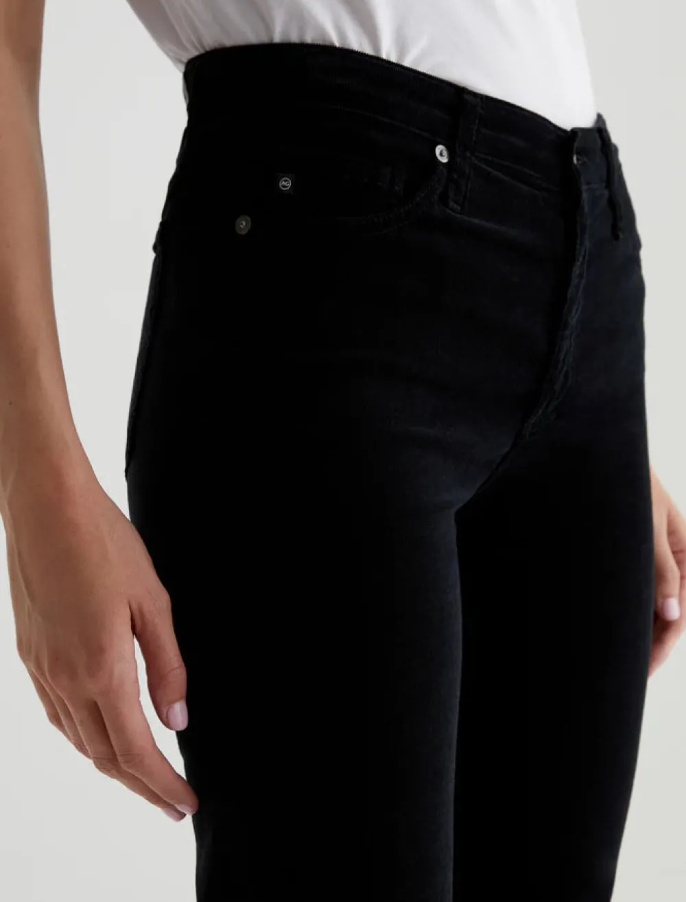 Velvet & Corduroy*AG Jeans - Mari Corduroy Mid-Rise Slim Straight SUPER BLACK