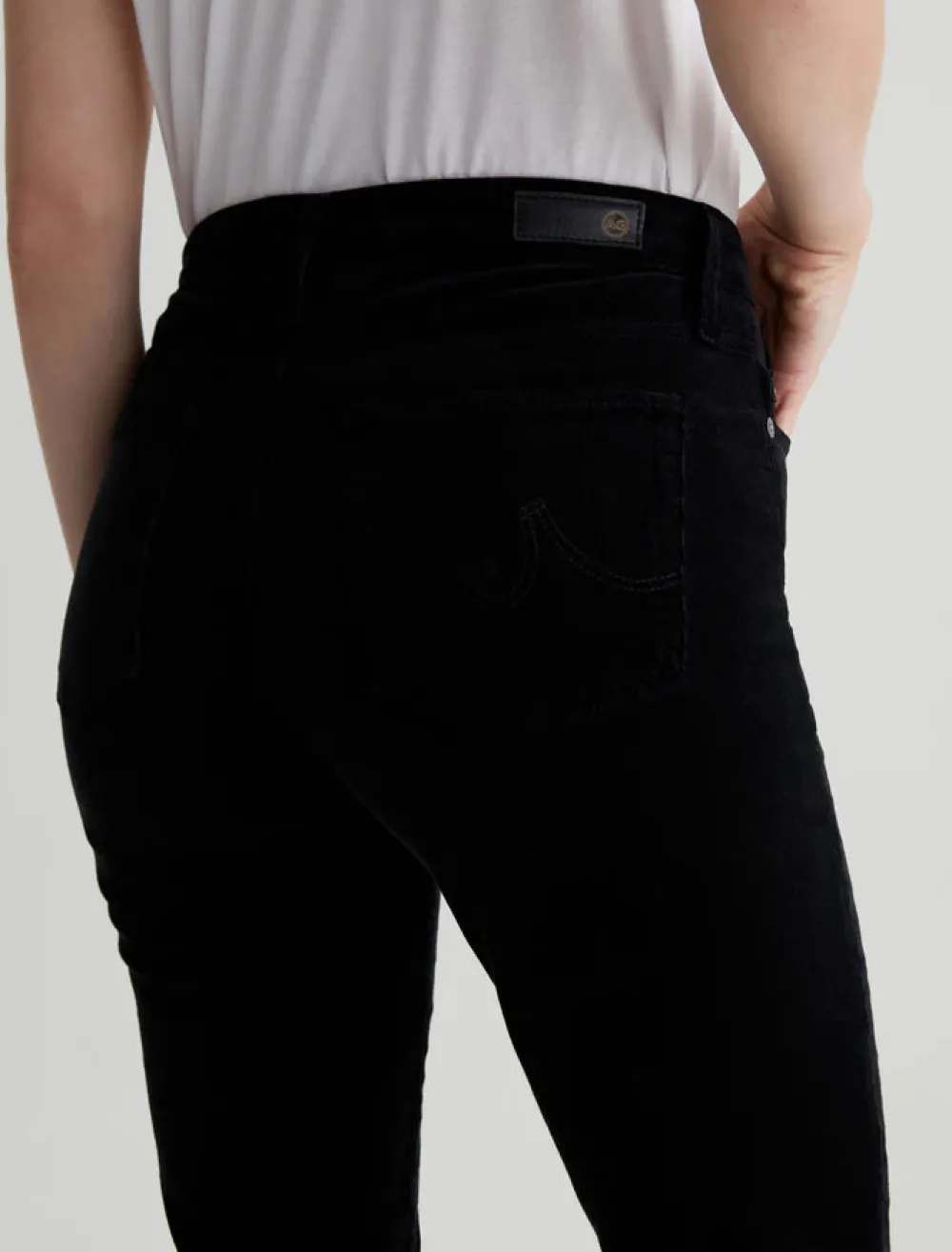 Velvet & Corduroy*AG Jeans - Mari Corduroy Mid-Rise Slim Straight SUPER BLACK