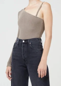 Long Sleeves*AGOLDE - Mika One Sleeve Bodysuit FOSSIL black