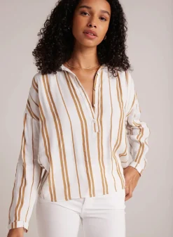 Blouses & Shirts*Bella Dahl - Shirred Shoulder Pullover REDWOOD STRIPE