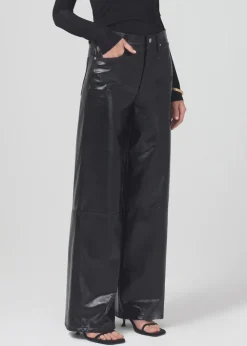 Add*Citizens of Humanity - Annina Haute Jambe Large Cuir Verni BLACK