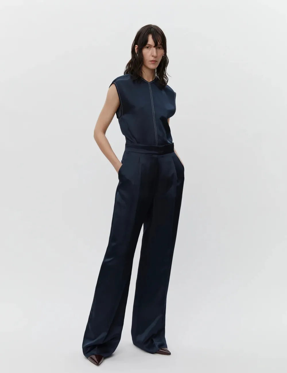 Trouser*DAY - Phoebe High Shine Blend RD DARK SAPPHIRE