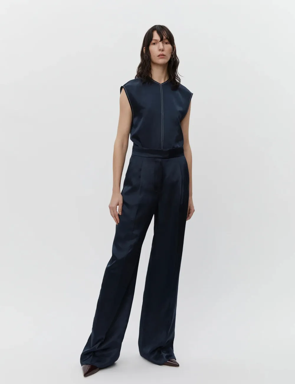 Trouser*DAY - Phoebe High Shine Blend RD DARK SAPPHIRE