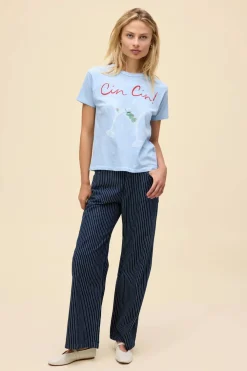 Short Sleeves*Daydreamer LA Daydreamer - Cin Cin Ringer Tee POWDER BLUE