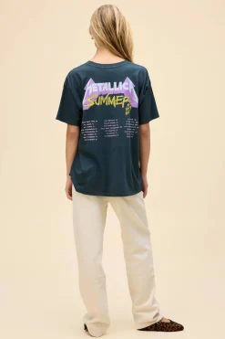 Short Sleeves*Daydreamer LA Daydreamer - Metallic Damaged Justice VINTAGE BLACK