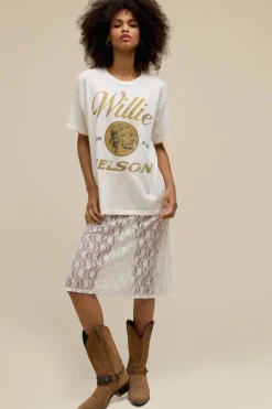 Short Sleeves*Daydreamer LA Daydreamer - Willie Nelson American Original VINTAGE WHITE