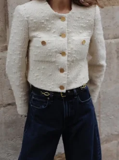 Blazers & Vestes*Frame - Cropped Button Front Jacket ECRU