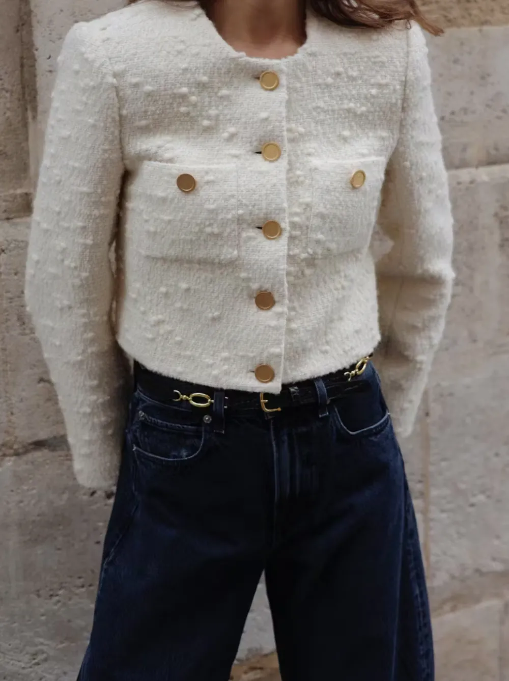 Blazers & Vestes*Frame - Cropped Button Front Jacket ECRU