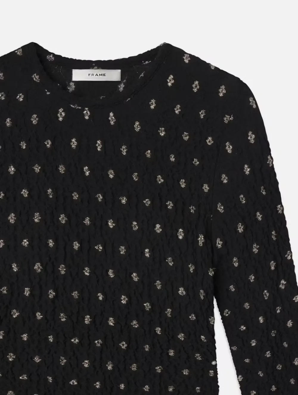 Long Sleeves*Frame - Dotted Stretch Mesh Top BLACK MULTI