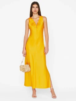 Occasions|Midi*Frame - Lace Front Midi Dress NECTARINE
