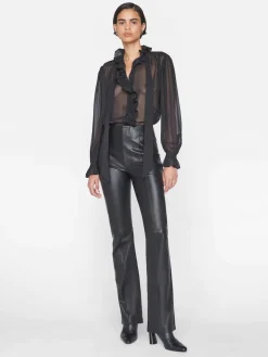 Blouses & Shirts*Frame - Ruffle front button up shirt NOIR