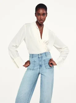 Blouses & Shirts*Frame - Shawl Collar Blouse CREAM