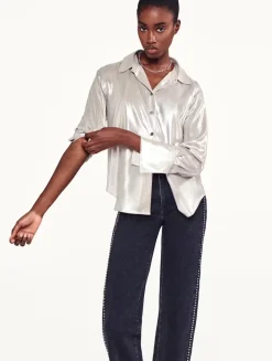 Blouses & Shirts*Frame - The Standard Shirt SILVER LAME