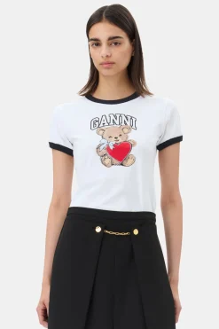 Short Sleeves*Ganni - Basic Jersey Bear Small T-Shirt BRIGHT WHITE