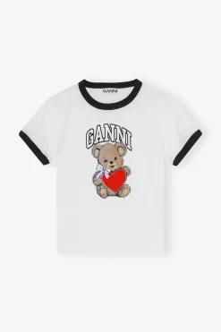 Short Sleeves*Ganni - Basic Jersey Bear Small T-Shirt BRIGHT WHITE