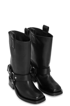 Booties & Boots*Ganni - Biker Tubular Mid Shaft Boot BLACK