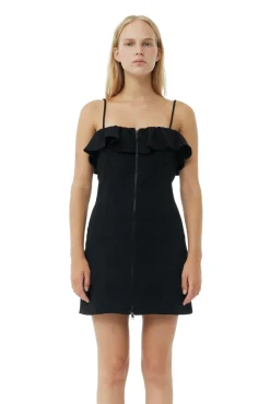 Short*Ganni - Bonded Crepe Strap Mini Dress BLACK