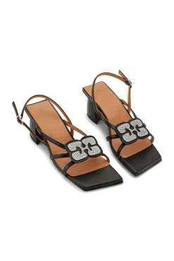 Talons|Sandals*Ganni - Butterfly Strass Kitten Heel Sandal BLACK