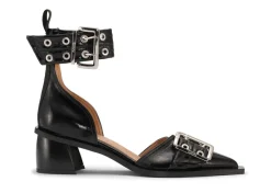 Talons*Ganni - Chunky Buckle Open Cut Pump Naplack BLACK