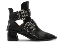 Booties & Boots*Ganni - Chunky Buckle Open Cut Boot Naplack BLACK