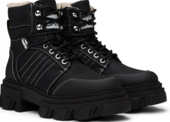 Booties & Boots*Ganni - Cleated Lace Up Hiking Boot BLACK