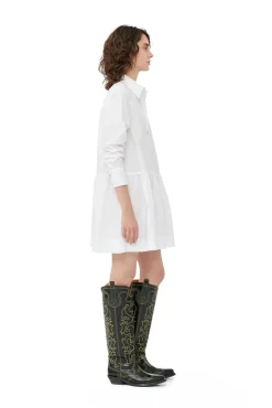 Short*Ganni - Cotton bright poplin mini shirt dress BRIGHT WHITE