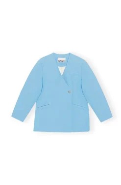 Blazers & Vestes*Ganni - Cotton Suiting Boxy Blazer ETHEREAL BLUE