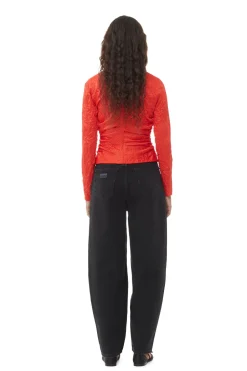 Blouses & Shirts*Ganni - Crinkled Satin V-Neck Shirt GRENADINE