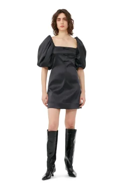 Short*Ganni - Double Satin Mini Dress BLACK