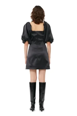 Short*Ganni - Double Satin Mini Dress BLACK