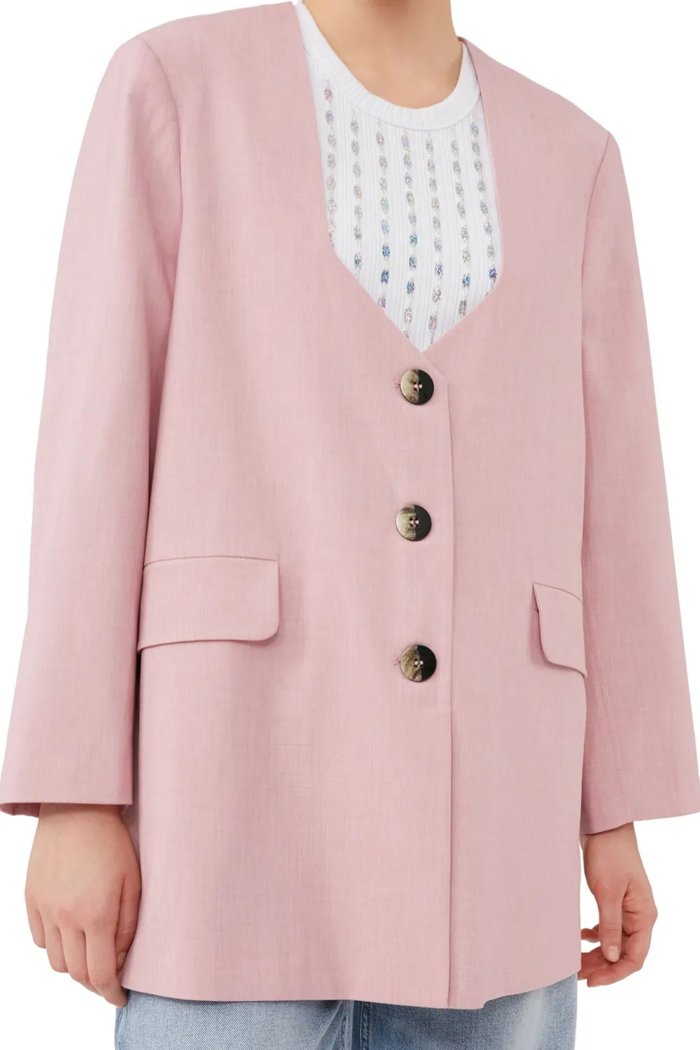 Blazers & Vestes*Ganni - Drapey Melange Oversized Blazer PINK FIRE