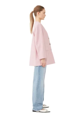 Blazers & Vestes*Ganni - Drapey Melange Oversized Blazer PINK FIRE