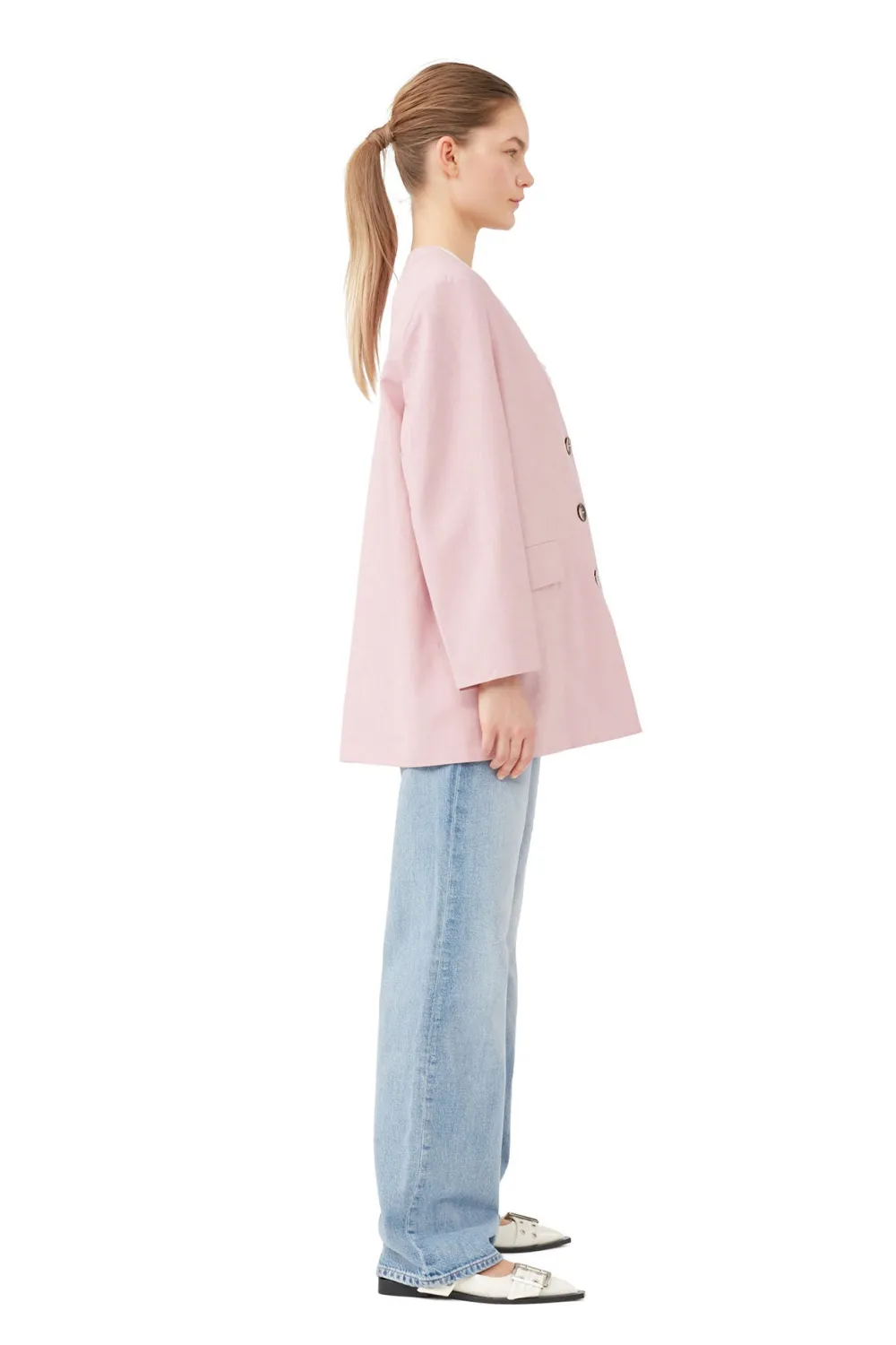 Blazers & Vestes*Ganni - Drapey Melange Oversized Blazer PINK FIRE
