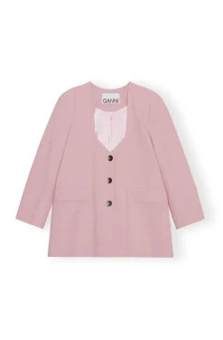 Blazers & Vestes*Ganni - Drapey Melange Oversized Blazer PINK FIRE