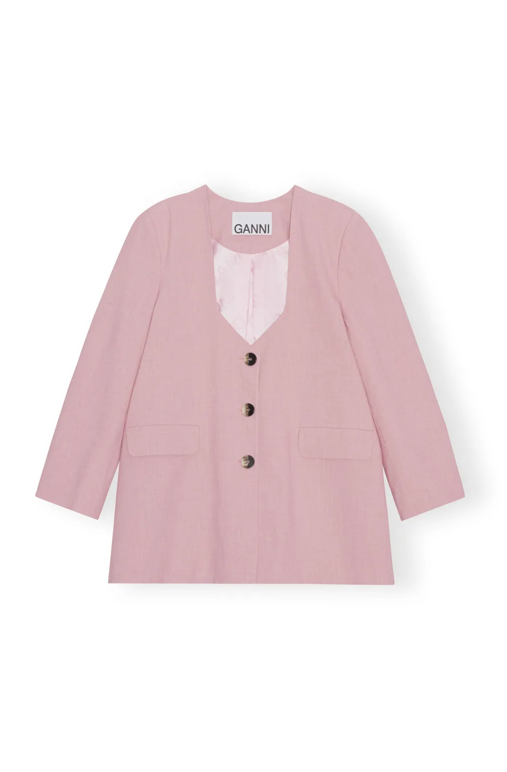 Blazers & Vestes*Ganni - Drapey Melange Oversized Blazer PINK FIRE