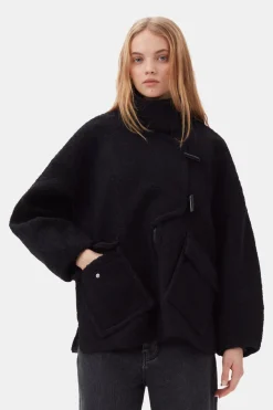 Yarns*Ganni - Drop Shoulder Half Placket Jacket BLACK