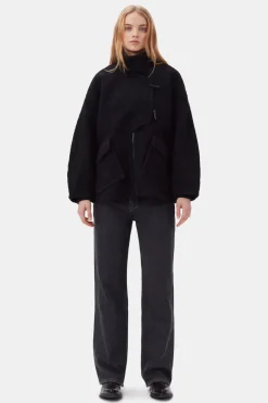 Yarns*Ganni - Drop Shoulder Half Placket Jacket BLACK