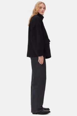 Yarns*Ganni - Drop Shoulder Half Placket Jacket BLACK