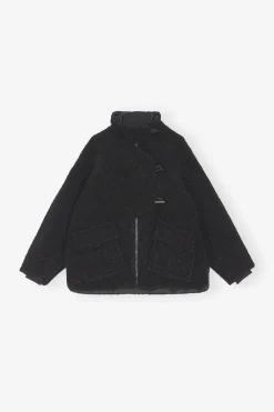 Yarns*Ganni - Drop Shoulder Half Placket Jacket BLACK