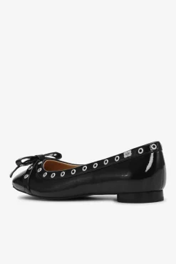 Talons*Ganni - Eyelets Bow Ballerina Naplack BLACK