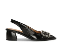 Talons*Ganni - Feminine Buckle Slingback Pump Naplack BLACK