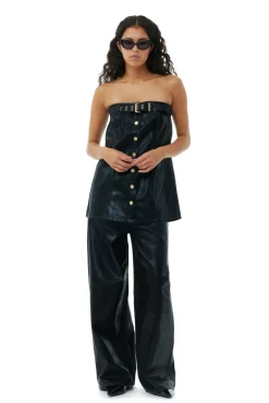 Without Sleeves*Ganni - Foli Denim Corsage BLACK