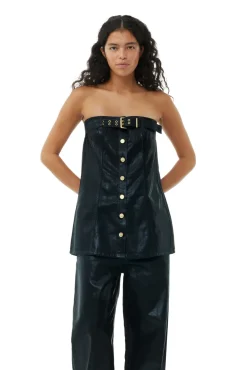Without Sleeves*Ganni - Foli Denim Corsage BLACK